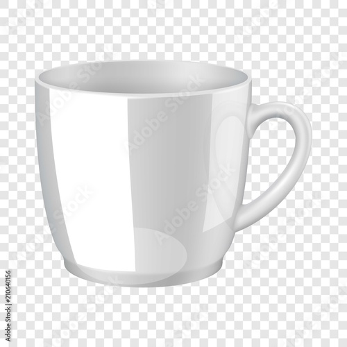 White cup mockup. Realistic illustration of white cup vector mockup for web
