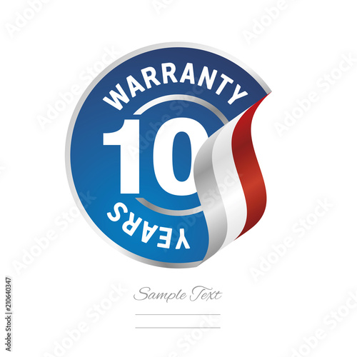 10 Years Warranty blue icon stamp vector