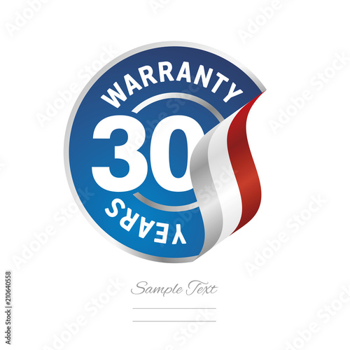 30 Years Warranty blue icon stamp vector