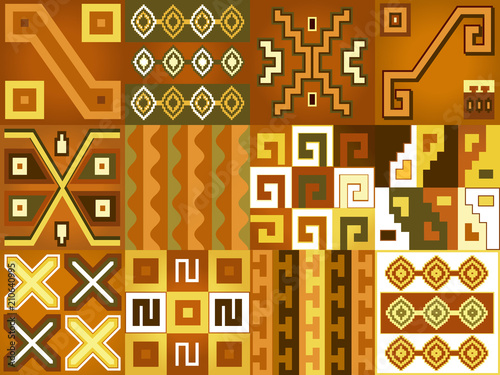 Aztec Chile language pattern seamless boho style.