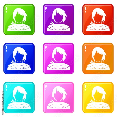 Male shorn icons of 9 color set isolated vector illustration