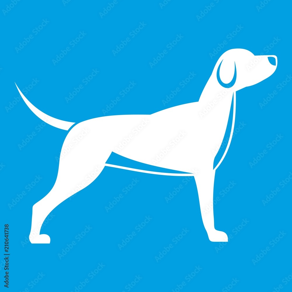 Dog icon white isolated on blue background vector illustration