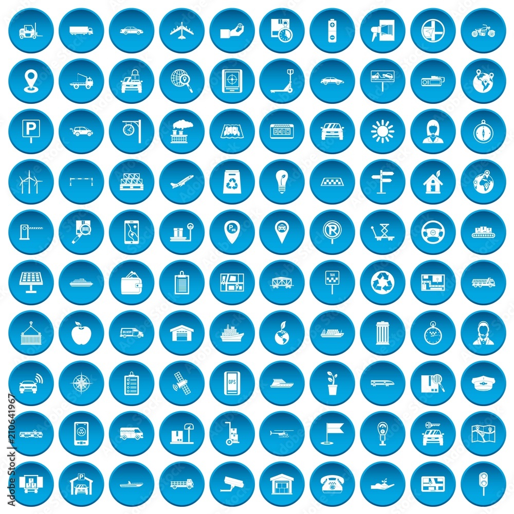 100 navigation icons set in blue circle isolated on white vector illustration 100 navigation icons set in blue circle isolated on white vector illustration