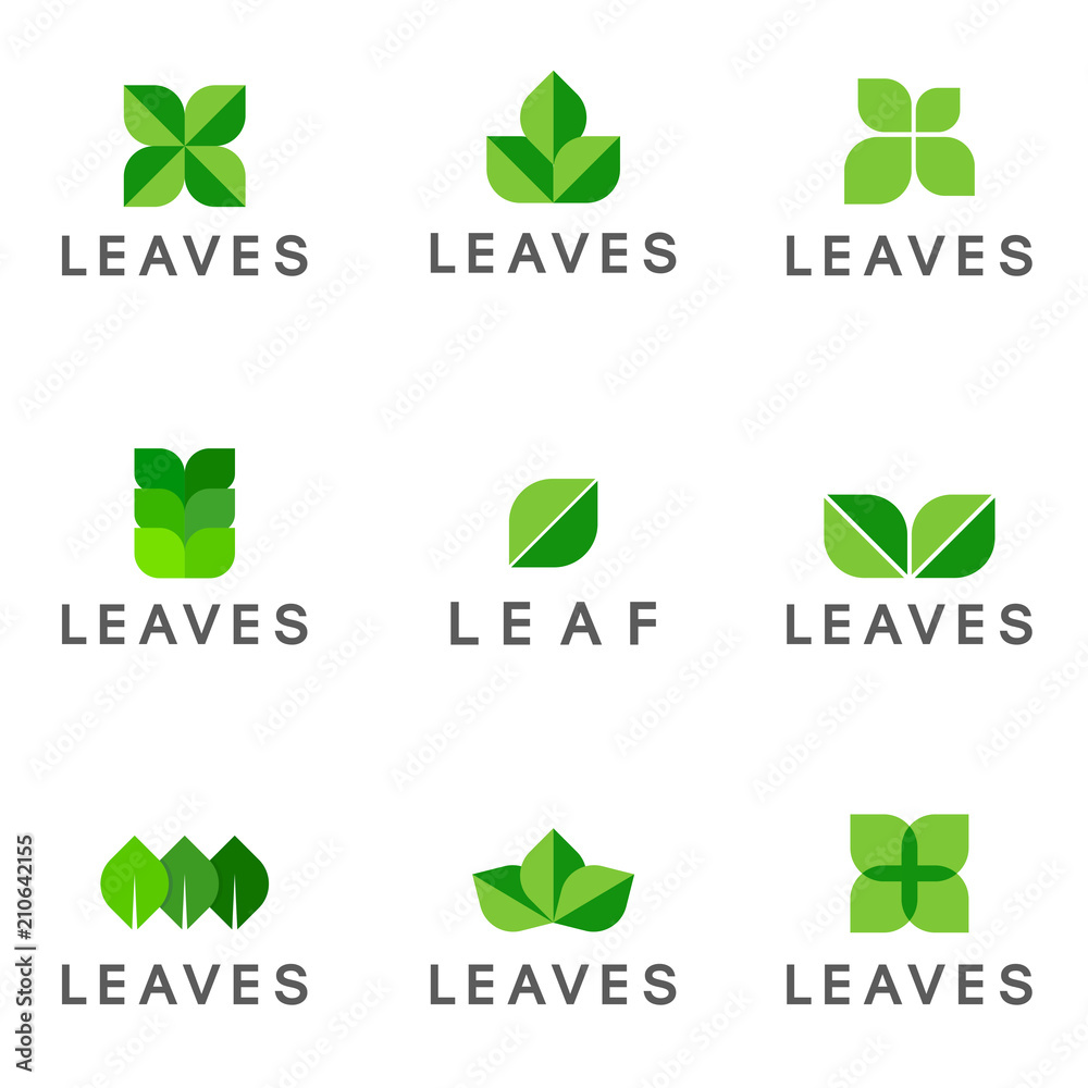 Set of vector logo design template for organic and natural products ...