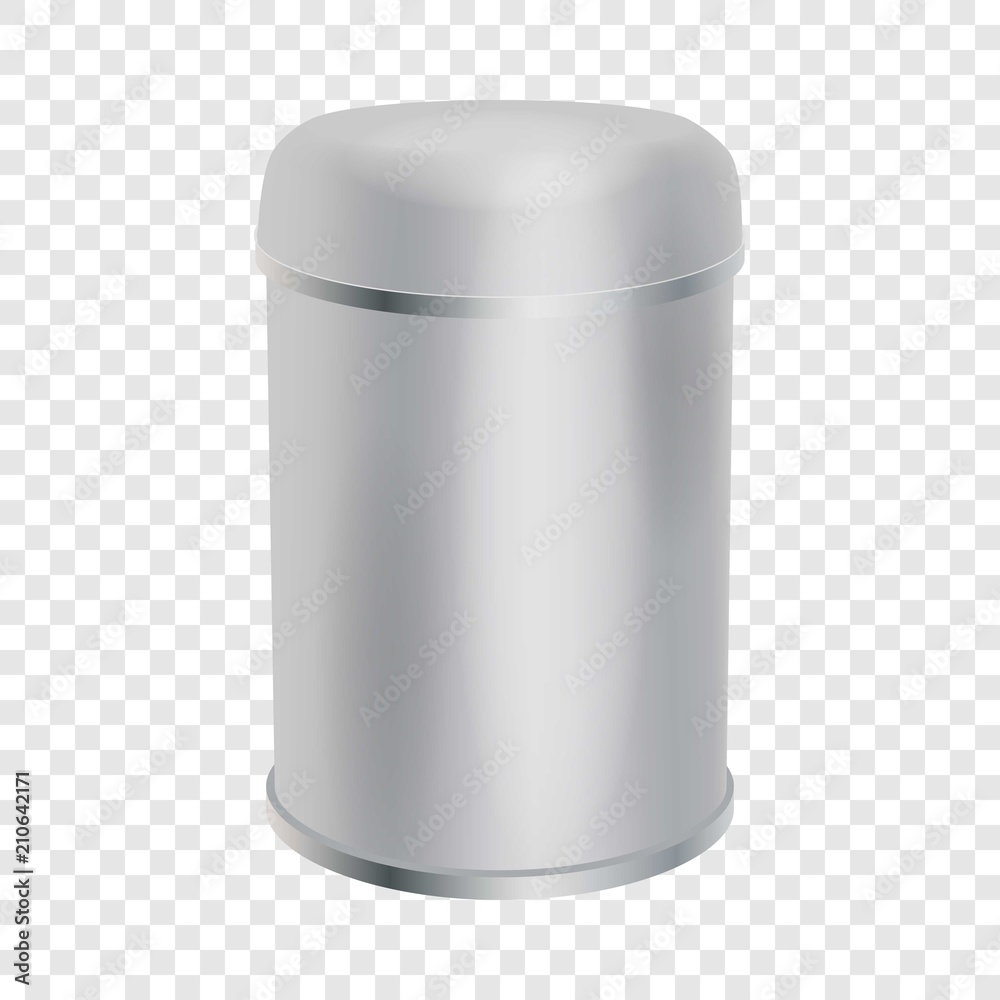 Blank container cylinder shape mockup. Realistic illustration of