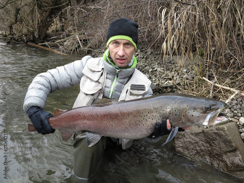 Danube salmon (hucho) fishing in central Europe