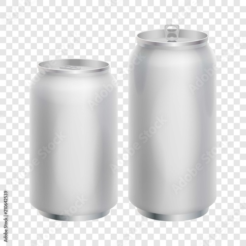 Two blank aluminum cans mockup. Realistic illustration of aluminum cans vector mockup for web