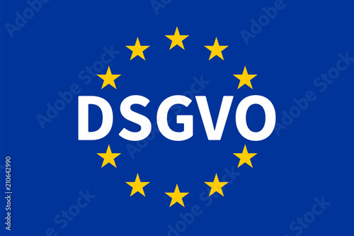 Flagge der EU mit DSGVO / Datenschutz-Grundverordnung.