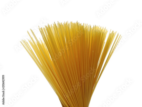 Spaghetti, yellow pasta isolated on white background 