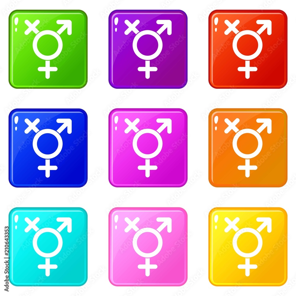 Transgender sign icons of 9 color set isolated vector illustration Transgender sign icons of 9 color set isolated vector illustration
