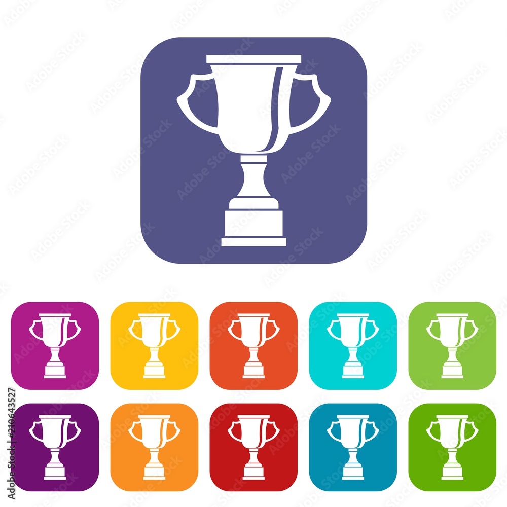 Cup for win icons set vector illustration in flat style in colors red, blue, green, and other Cup for win icons set vector illustration in flat style in colors red, blue, green, and other
