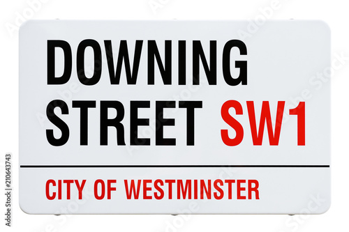 Downing Street Sign, London, United Kingdom. Cut Out.
