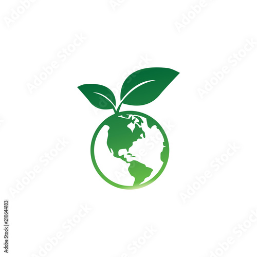 Earth leaf logo design template