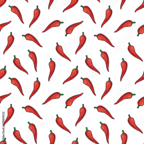 Colourful seamless pattern in doodle style with the image of fresh vegetables. Vector background.