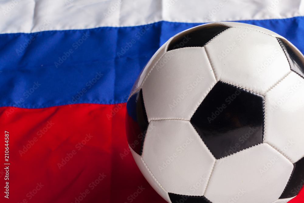 Fototapeta premium Flag of Russia with football ball