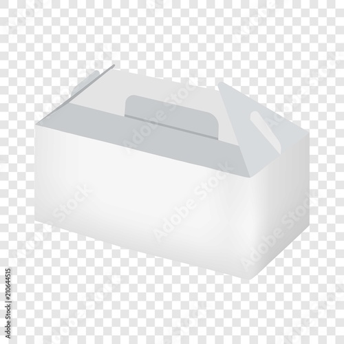 White take out box mockup. Realistic illustration of empty white take out box vector mockup for web