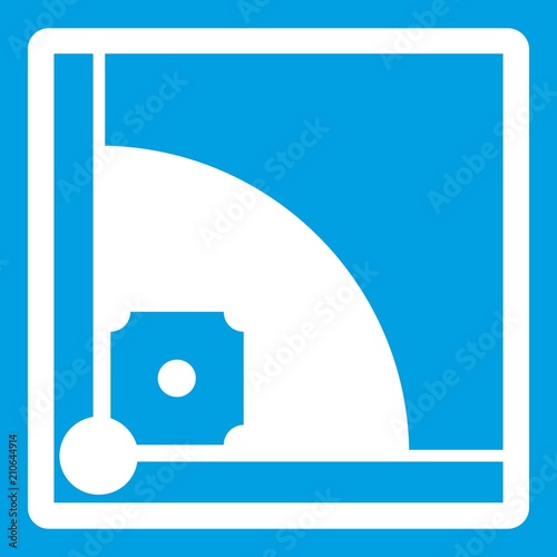 Baseball field icon white isolated on blue background vector illustration