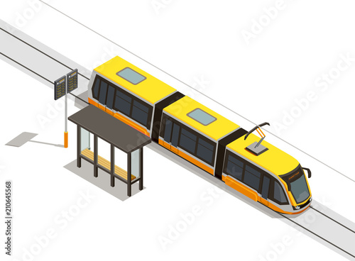 Tram Stop Isometric Composition