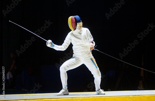 Competitors on fencing competition