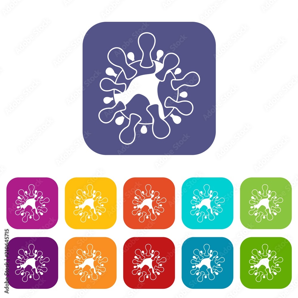 AIDS virus icons set vector illustration in flat style in colors red, blue, green, and other