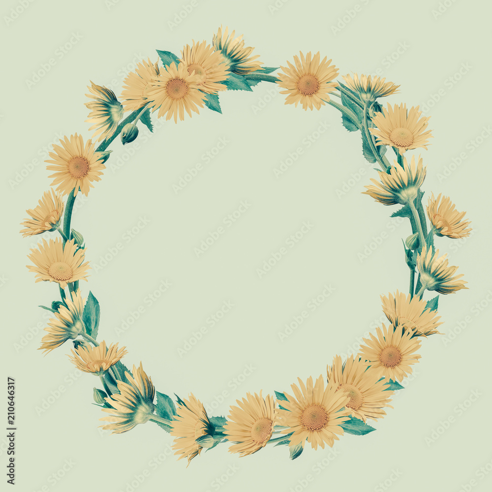 Decorative background with flower frame in vintage style