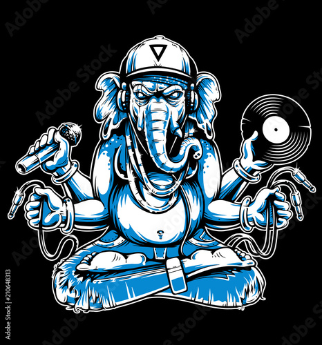 Ganesha with Musical Attributes Vector