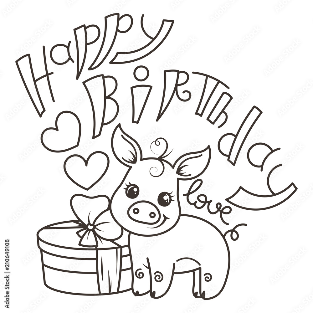 Cute cartoon baby pig in a cool rainbow glasses Cute cartoon baby pig in a cool rainbow glasses
