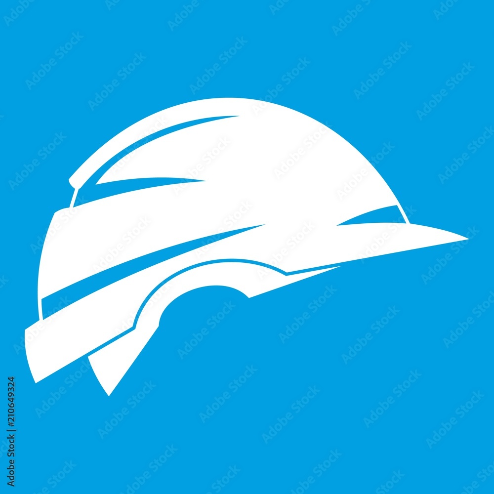 Construction helmet icon white isolated on blue background vector illustration Construction helmet icon white isolated on blue background vector illustration