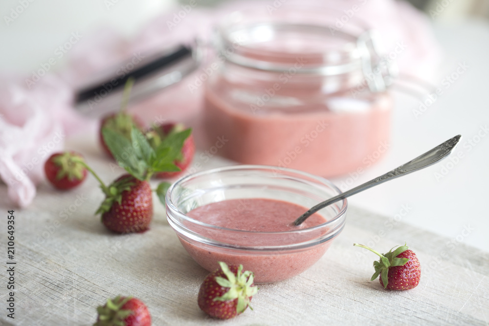 glass jar with homemade Strawberry Kurd glass jar with homemade Strawberry Kurd