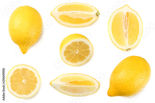 healthy food. sliced lemon isolated on white background top view