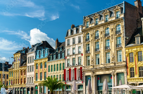 Traditional buildings in the old town of Lille, France photo