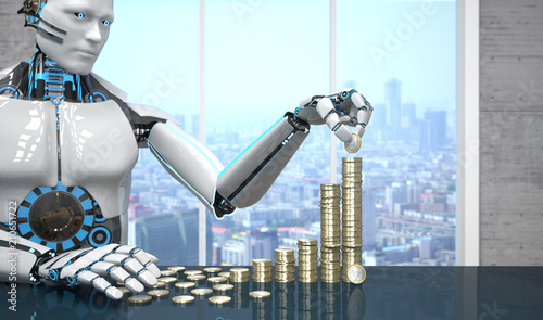 Fotografie Robot Euro Coins Growth Chart