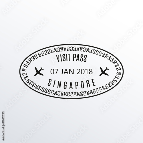 Singapore passport stamp. Airport visa stamp or immigration sign. Custom control cachet. Vector illustration.