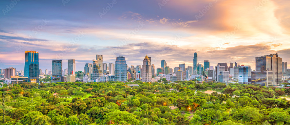 Fototapeta premium Bangkok city skyline from top view in Thailand