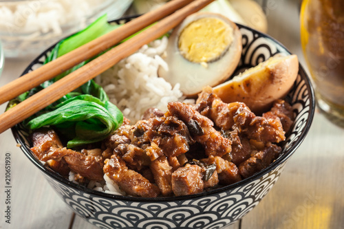 Taiwanese braised pork over rice photo