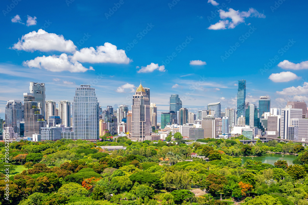 Fototapeta premium Bangkok city skyline from top view in Thailand