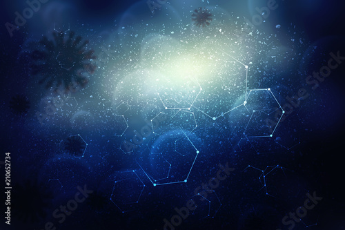 3d render Corona virus microscopic view 