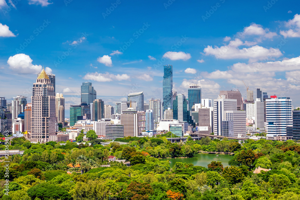 Naklejka premium Panoramę miasta Bangkoku z widoku z góry w Tajlandii
