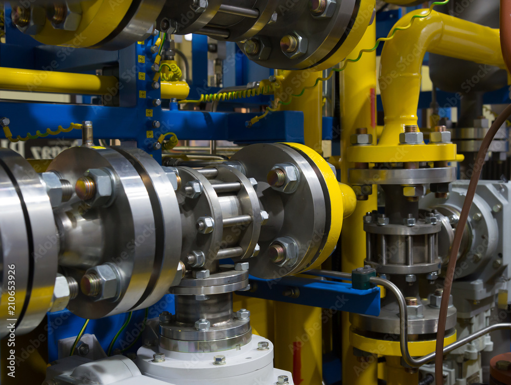 Gas metering station and pipeline at power plant selective focus Gas metering station and pipeline at power plant selective focus