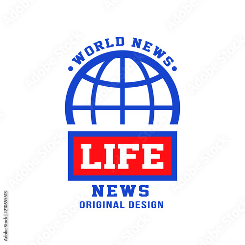 World Life news logo original design, social mass media emblem, breaking and live news badge