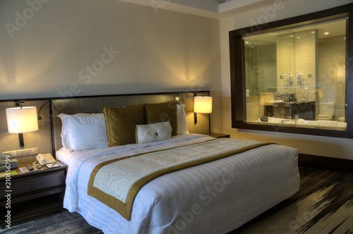 Wallpaper Mural beautiful luxurious bedroom, condominium, apartment with double bed and pillow Torontodigital.ca