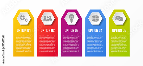 Infographic template with different business icons. Vector.