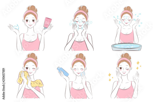 woman wash face