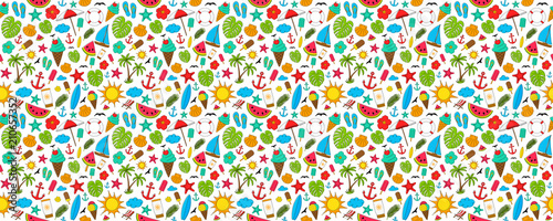 Summer background with different colorful elements. Vector.