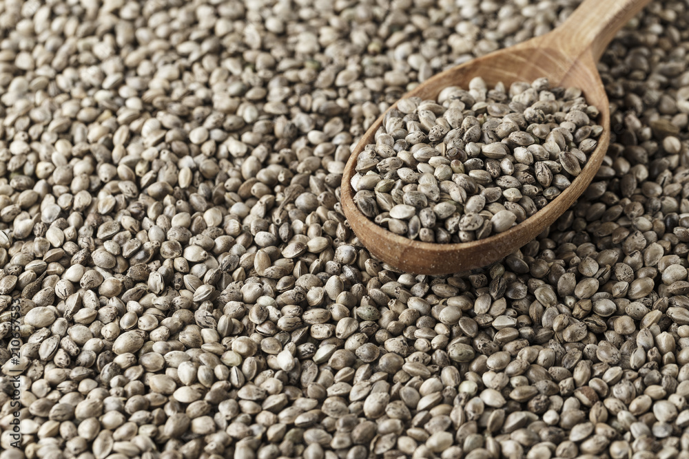 cannabis seeds in a wooden spoon cannabis seeds in a wooden spoon