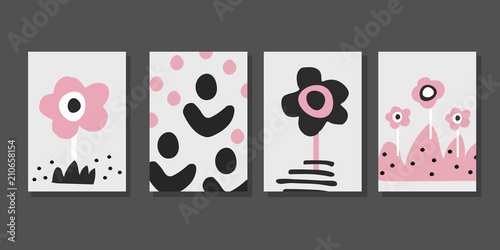 Cute kid drawing set. Hand drawn posters in scandinavian style for children room design, posters or banners,greeting cards. t-shirt prints. Nursery illustrations