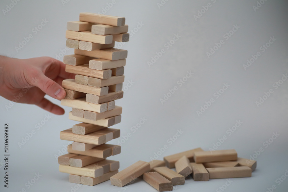 Board game jenga tower of wood sticks Board game jenga tower of wood sticks