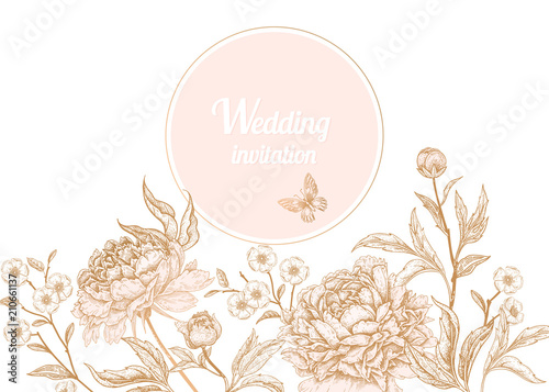Vintage greeting card with flowers.