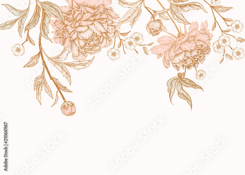 Vintage greeting card with flowers.