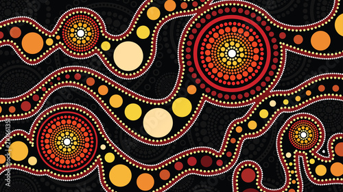 Aboriginal art vector background, Connection concept 